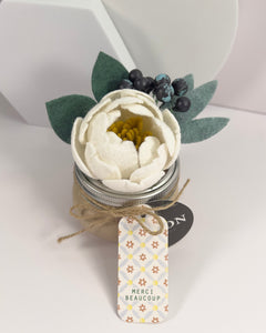 Mason Jar Flower - White Peony