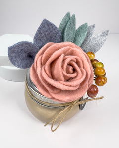 Mason Jar Flower - Pink Rose